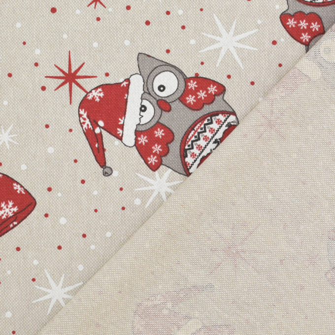 Decoratiestof half panama christmas owls