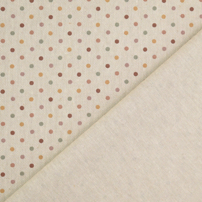 Tissu déco semi panama à pois Color Dots, naturel