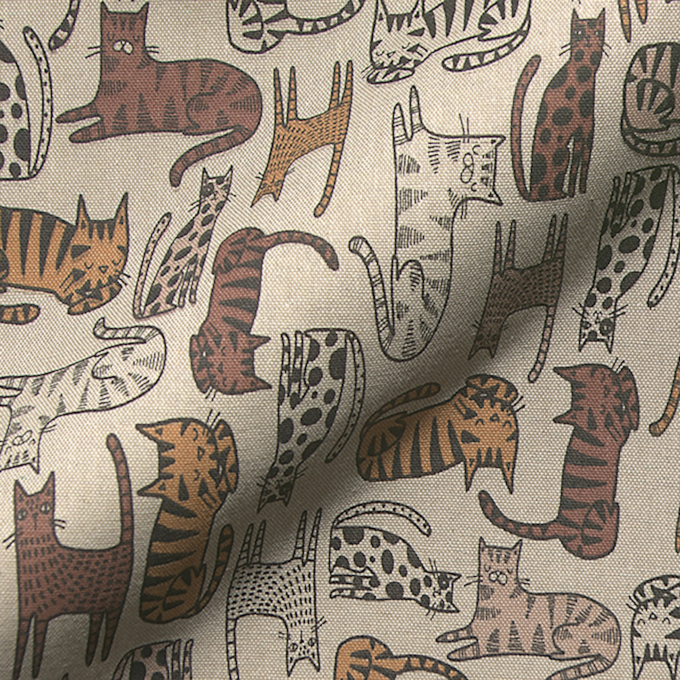 Tissu déco semi panama chats Comic Cats