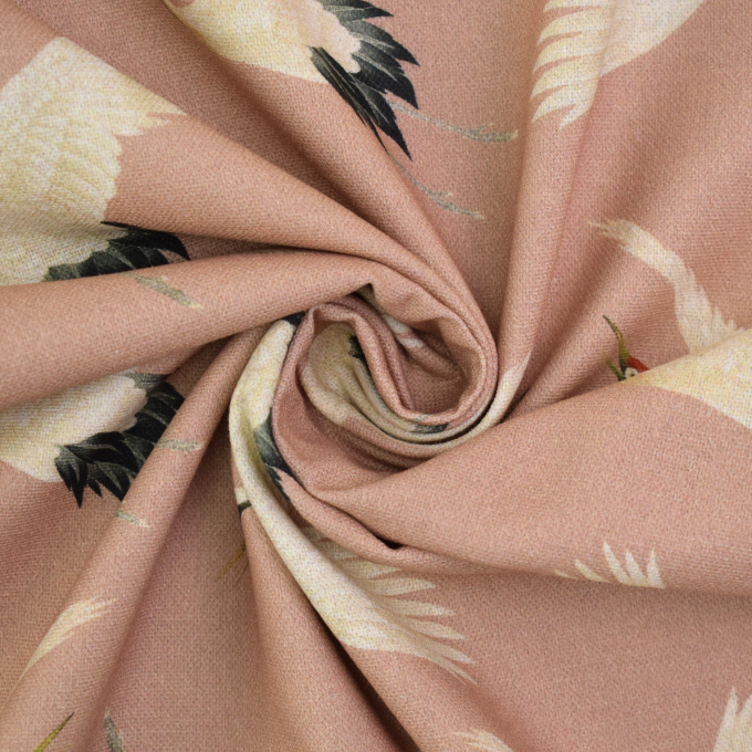 Decoration fabric half panama Crane Bird, old rosé