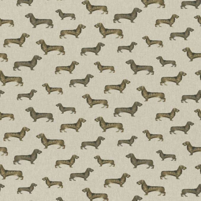 Decoratiestof half panama Dachshund, naturel