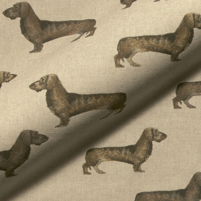 Decoratiestof half panama Dachshund, naturel