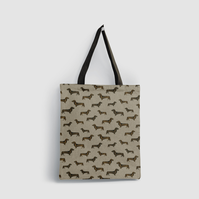 Decoratiestof half panama Dachshund, naturel