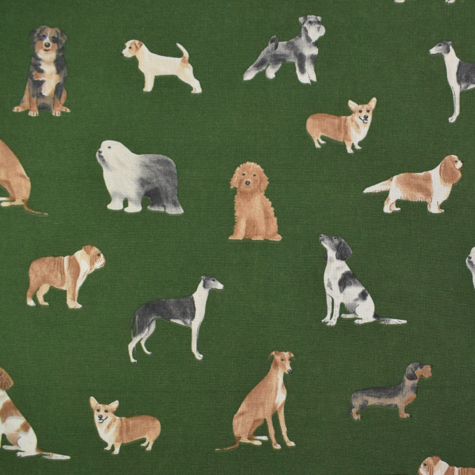 Dekostoff Halbpanama Dog Breed Mix, grün