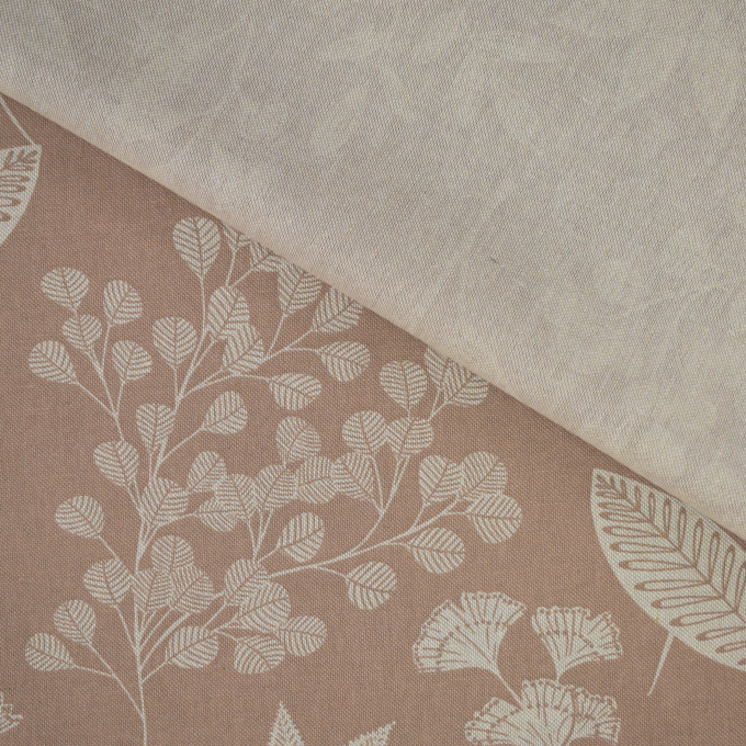 Decoratiestof half panama Floral Branches, lichtbruin
