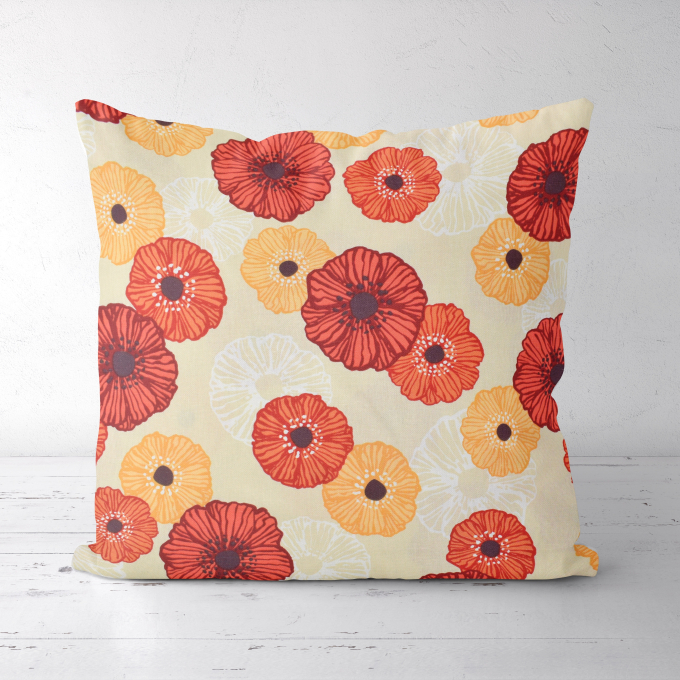 Tissu déco semi panama Fleurs Flower Joy, jaune clair