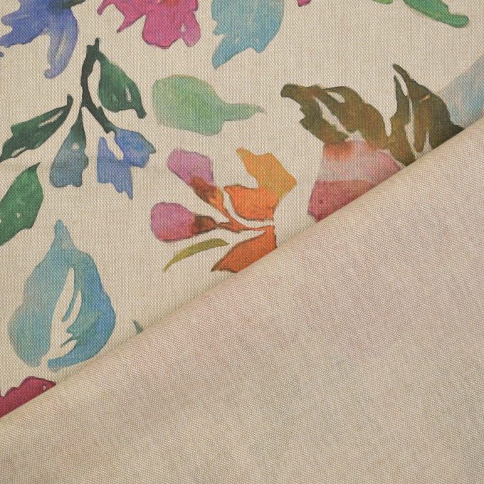 Tissu déco semi panama Fleurs de paradis, beige