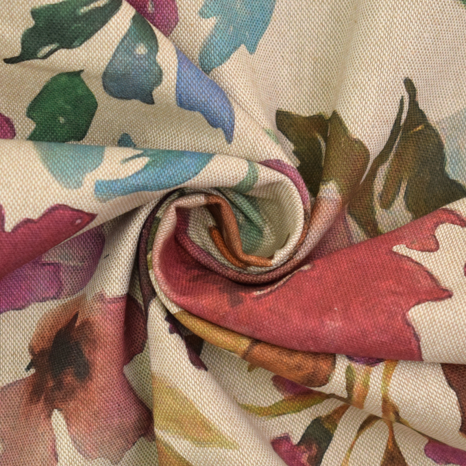Tissu déco semi panama Fleurs de paradis, beige