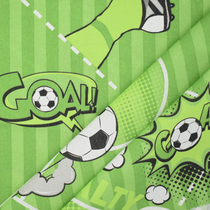Tissu déco semi panama Foot Footballgame, vert