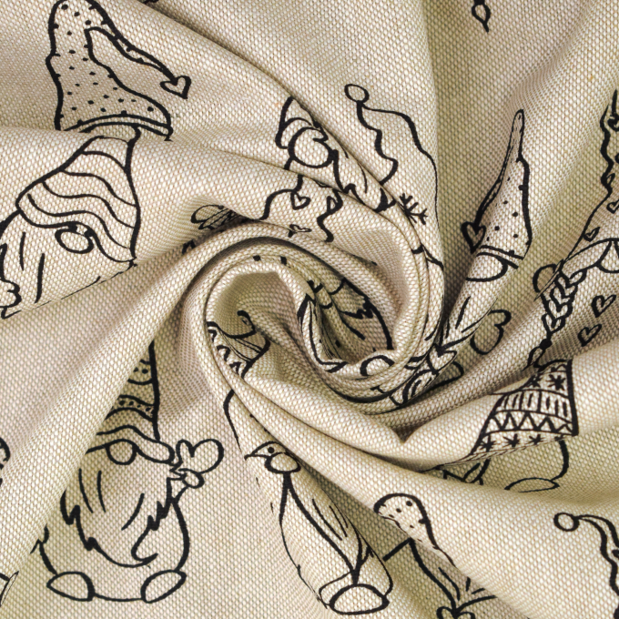 Tissu déco semi panama Gnomes