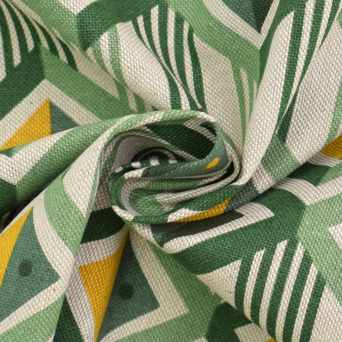 Tissu déco semi panama Géométrique Graphic, vert