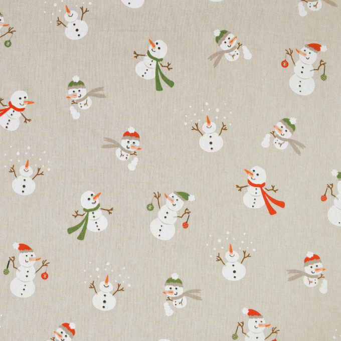 Tissu déco semi panama Happy Snowman