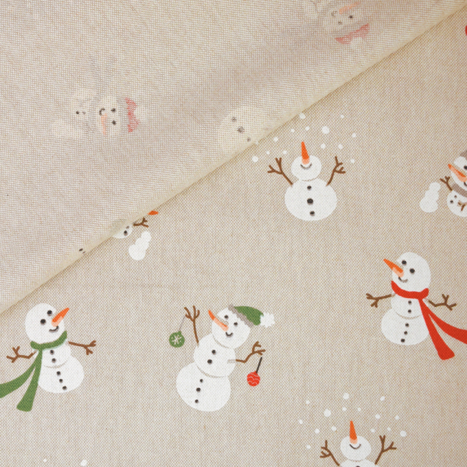 Tissu déco semi panama Happy Snowman