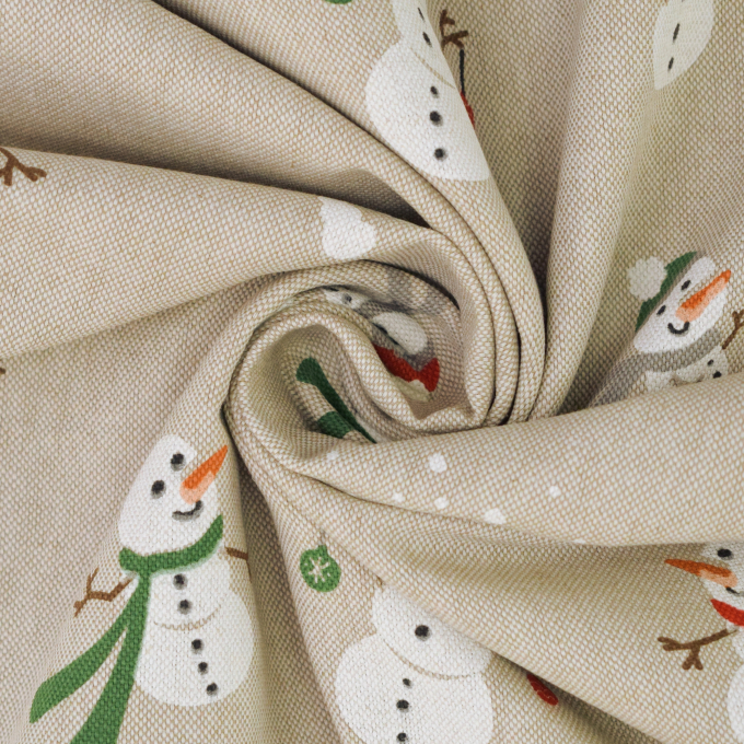 Tissu déco semi panama Happy Snowman