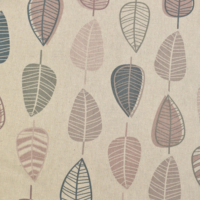 Tissu déco semi panama Feuilles d'automne, naturel