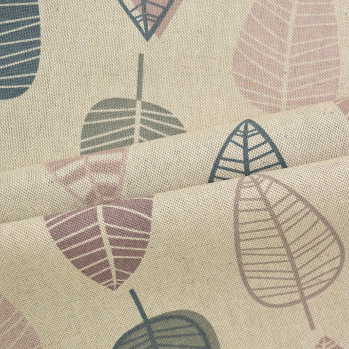 Tissu déco semi panama Feuilles d'automne, naturel