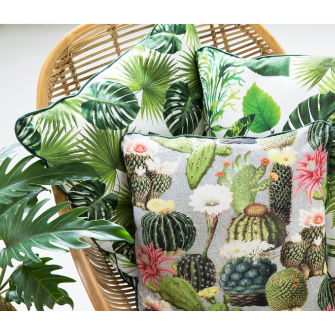 Tissu déco semi panama Cactus, impression numérique