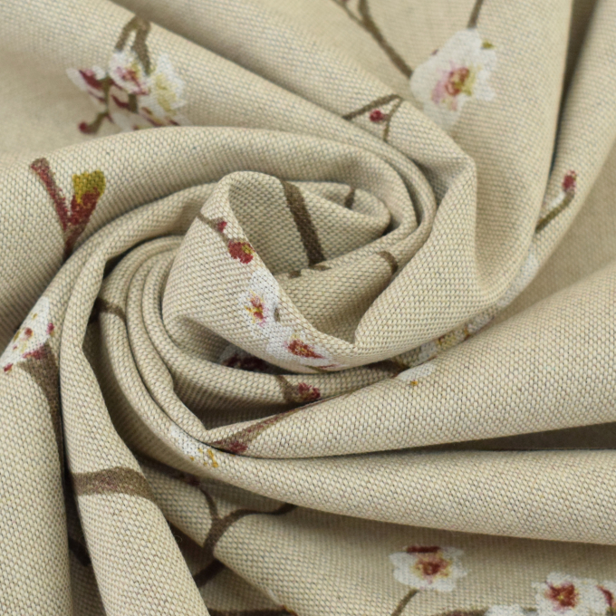 Decoratiestof half panama kersenbloesem