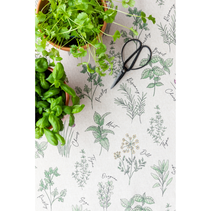 Tissu déco semi panama Herbes aromatique Cuisine