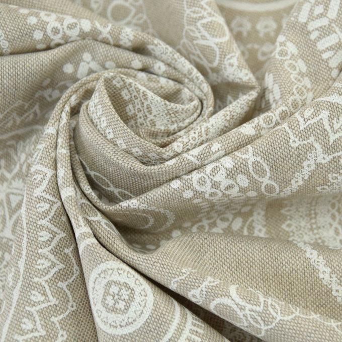 Tissu déco semi panama mandalas Lace Mandala, naturel