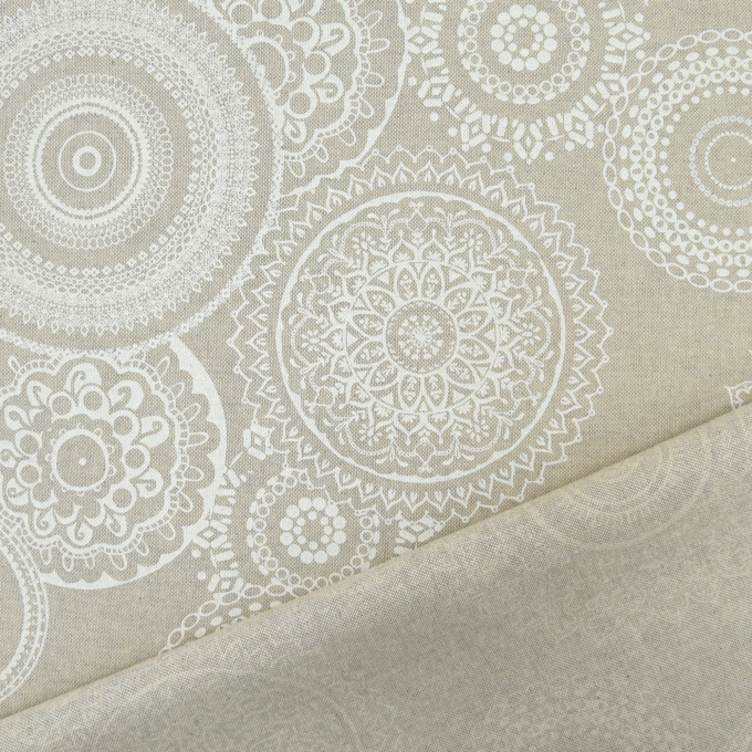 Tissu déco semi panama mandalas Lace Mandala, naturel