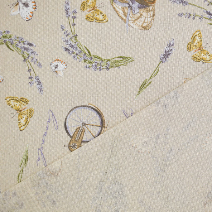 Tissu déco semi panama Lavande, beige