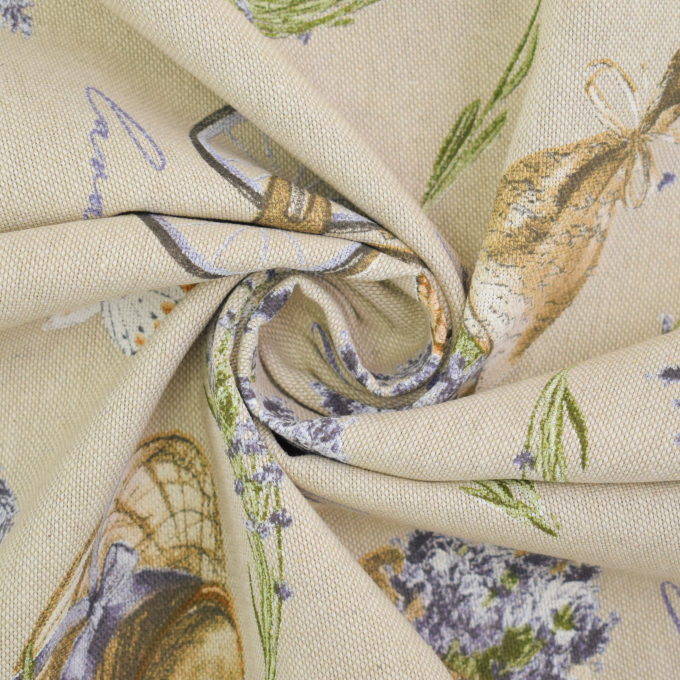 Tissu déco semi panama Lavande, beige