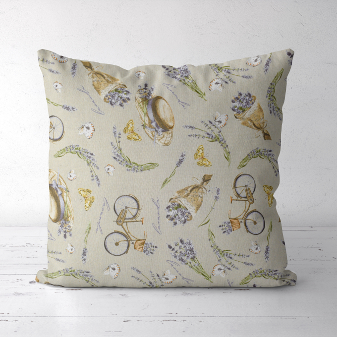 Tissu déco semi panama Lavande, beige