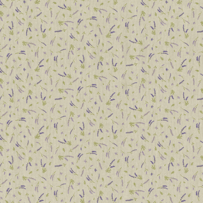 Tissu déco semi panama lavandes, naturel