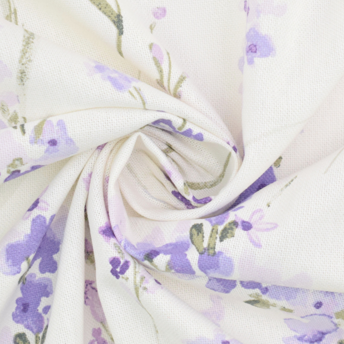 Decoratiestof half panama lavendelveld, gebroken wit