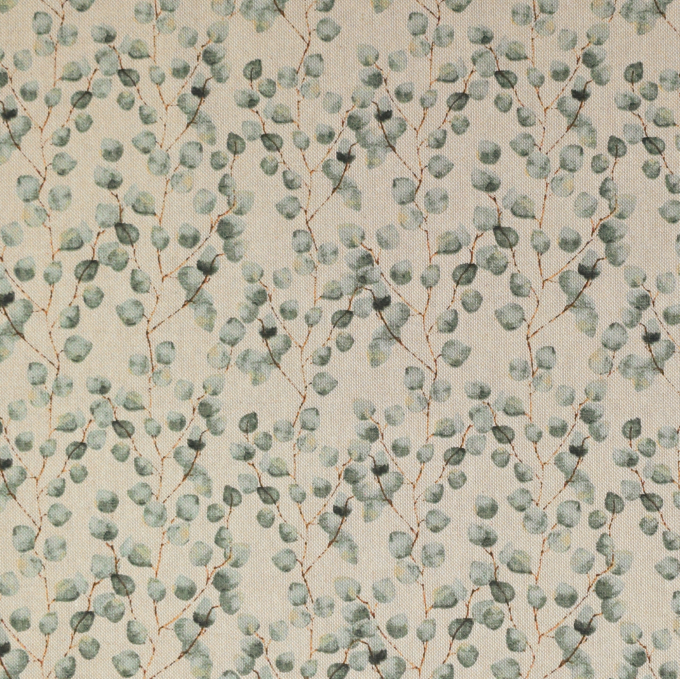 Tissu déco semi panama petits eucalyptus Little Eucalyptus, naturelle