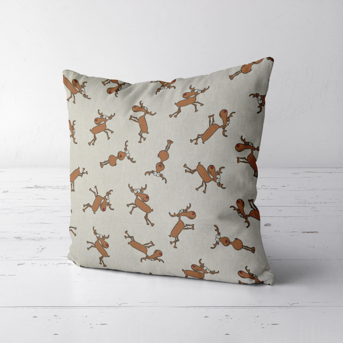 Tissu déco semi panama Élan rigolo