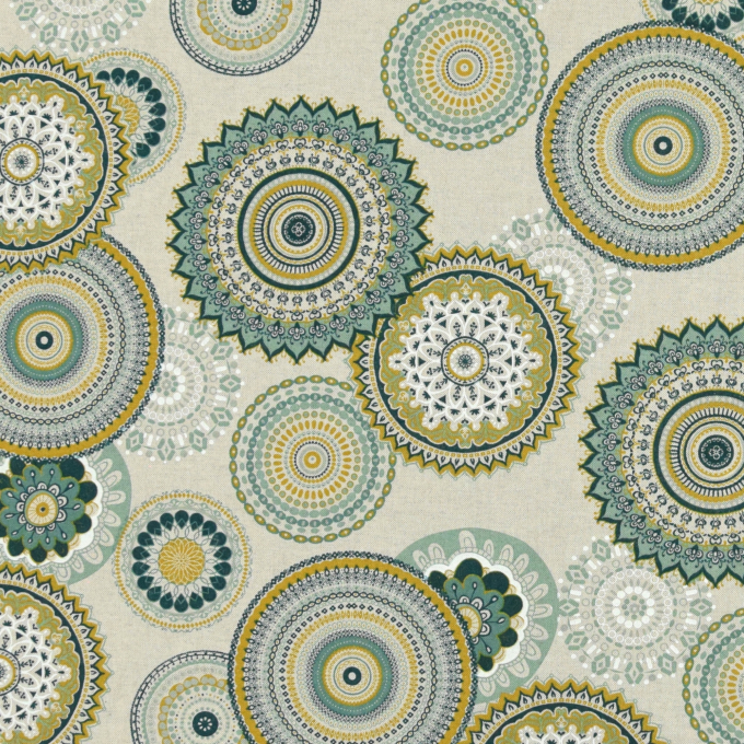 Tissu déco semi panama Mandala, vert