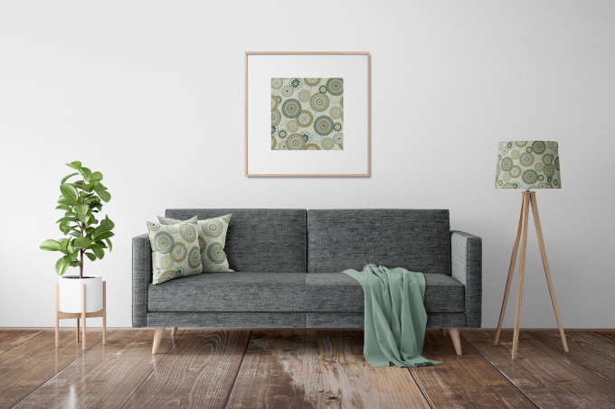 Tissu déco semi panama Mandala, vert