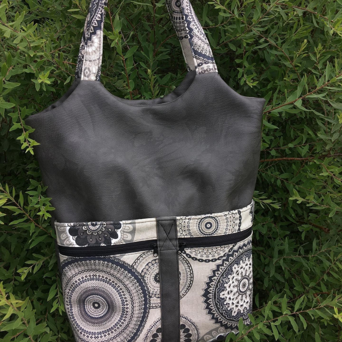 Tissu déco semi panama Mandala, noir
