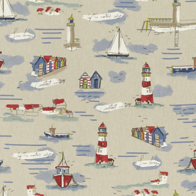 Tissu déco semi panama bord de mer, naturel