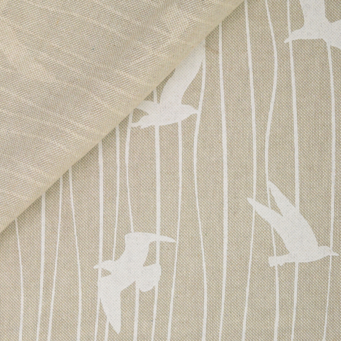 Tissu déco semi panama à rayures Mouettes, naturel