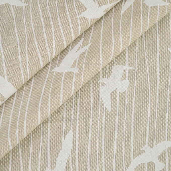 Tissu déco semi panama à rayures Mouettes, naturel