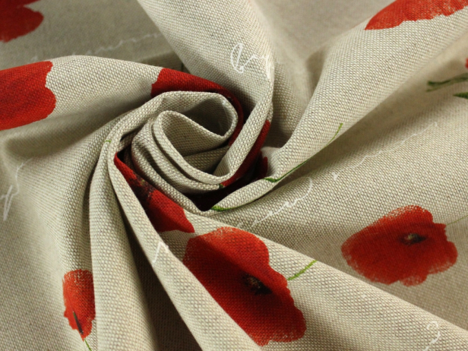 Tissu déco semi panama Coquelicots
