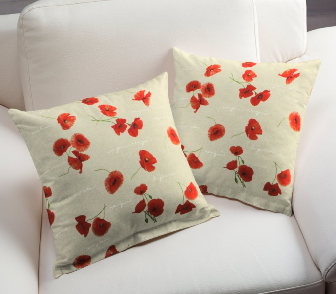 Tissu déco semi panama Coquelicots