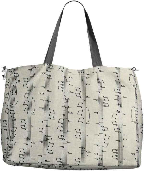 Decoratiestof half panama music notes, naturel
