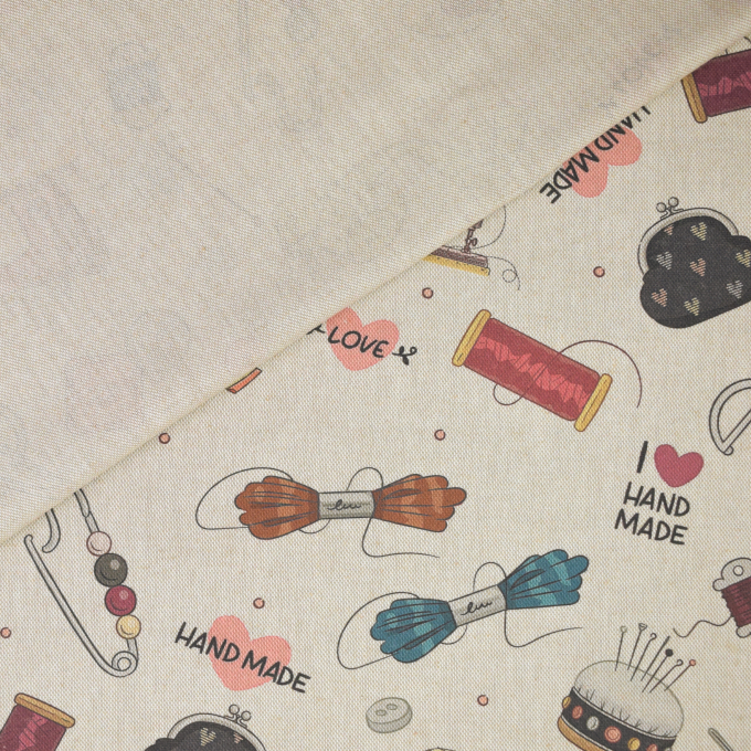 Decoratiestof half panama Naaigerei, beige