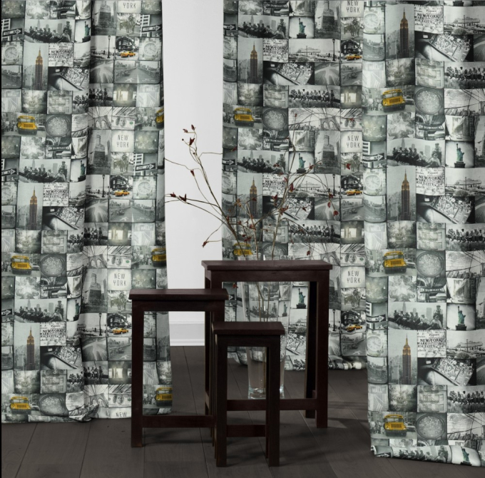 Tissu déco semi panama New York, impression numérique