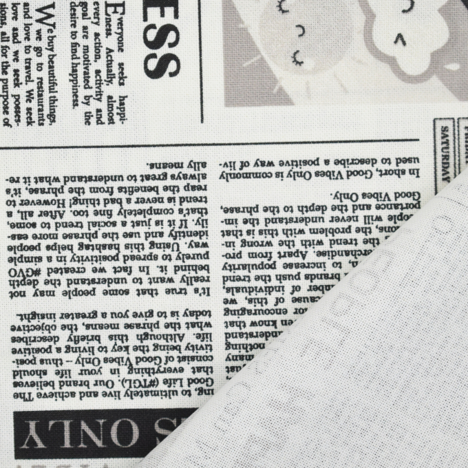 Tissu déco semi panama Journal Newspaper, blanc cassé