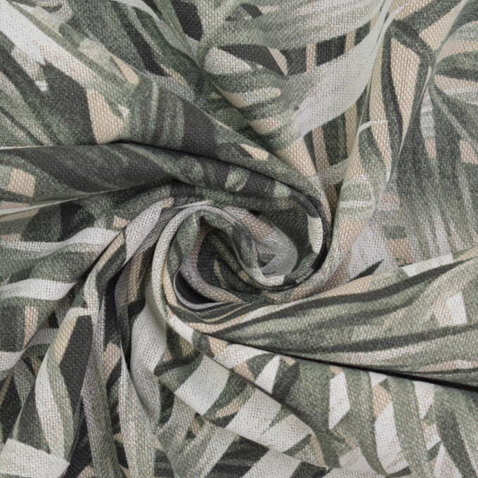 Decoration fabric half panama Palm Leaves, beige