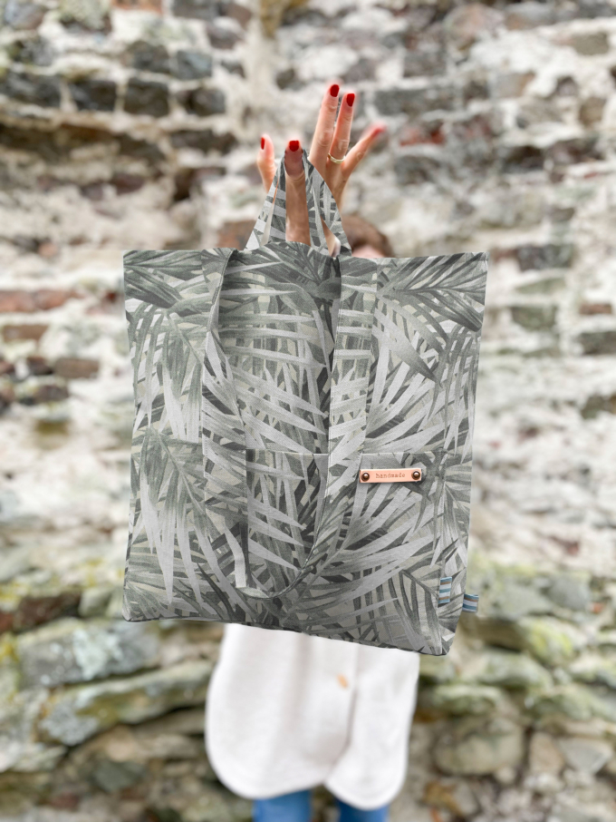 Decoration fabric half panama Palm Leaves, beige