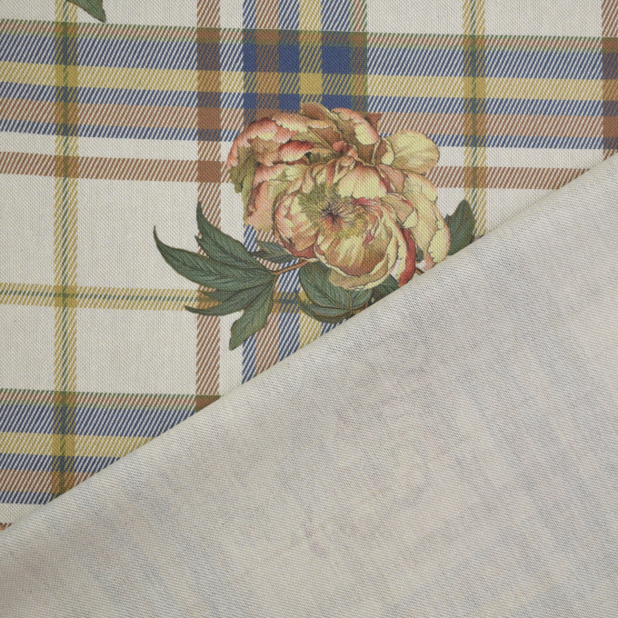 Dekostoff Halbpanama Peony Check