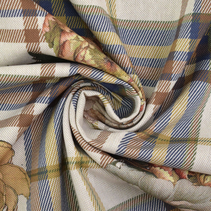 Dekostoff Halbpanama Peony Check
