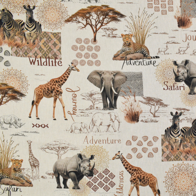 Decoration fabric half panama Safari Trip, natural