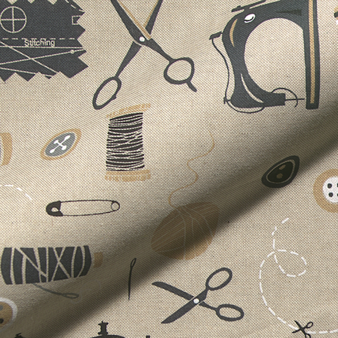 Tissu déco semi panama accessoires de couture sewing tools, naturel